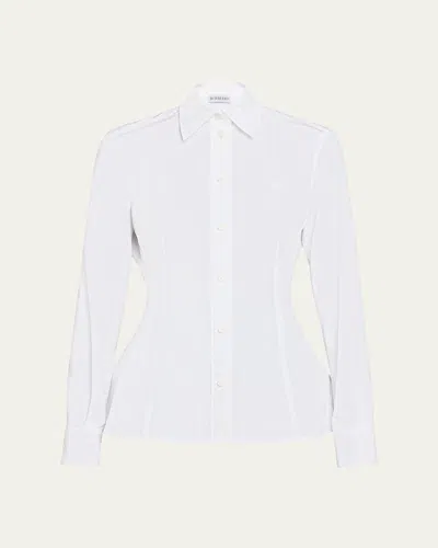 Burberry Eliza Poplin Peplum Button-down Shirt In White