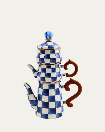 Mackenzie-childs Royal Check Stackable Coffee Set In Blue