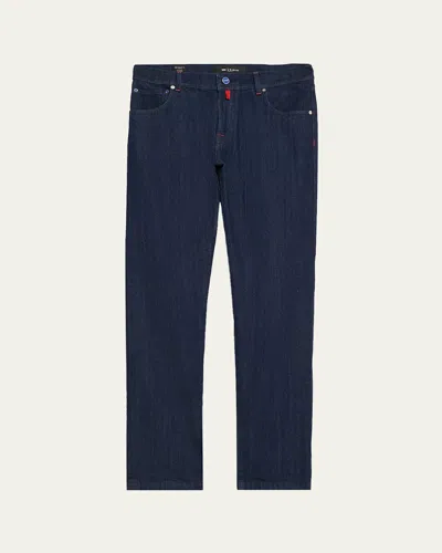Kiton Stonewashed Straight-leg Jeans In Blue