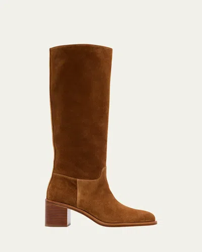 Stuart Weitzman Finn Suede Knee Boots In Brown