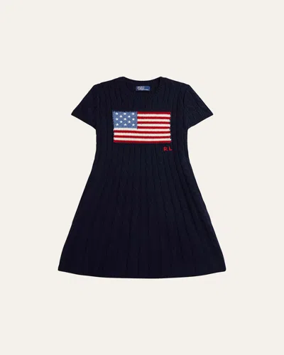 Ralph Lauren Girl's American Flag Cashmere Cable Knit Dress
