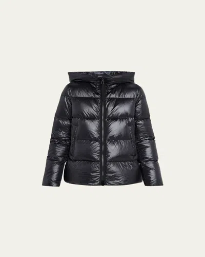 Moncler Serittes Hooded Short Down Jacket In Black