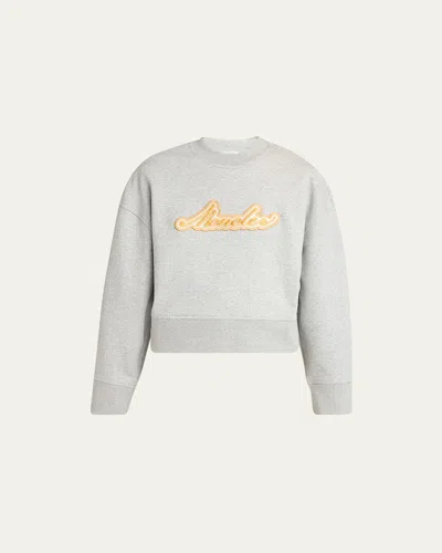 Moncler Logo Patch Crewneck Sweatshirt In Gray
