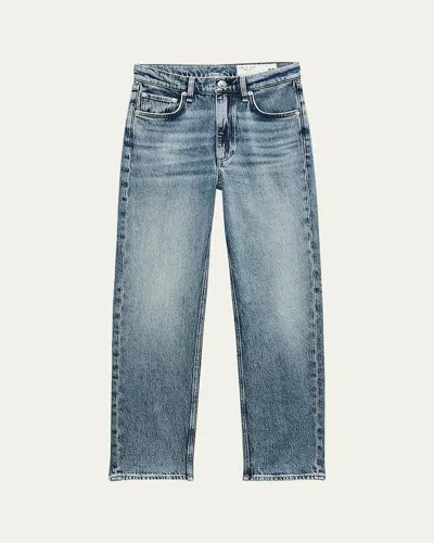 Rag & Bone Harlow Mid-rise Ankle Straight Jeans In Blue