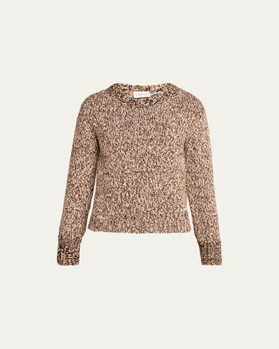 Moncler Marled Wool Crewneck Sweater In Brown