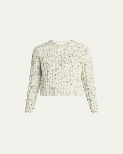 Moncler Cable-knit Crewneck Sweater In White