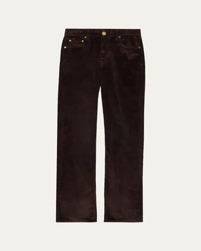 Rag & Bone Harlow Mid-rise Full Straight Jeans In Brown