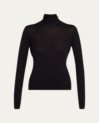 Frame Slim Wool Turtleneck In Black