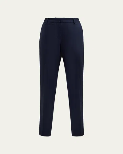 Lafayette 148 Clinton Cropped Stretch Wool Pants In Blue