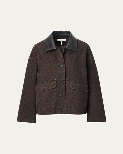 Rag & Bone Natalia Leopad Print Cotton Jacket In Brown