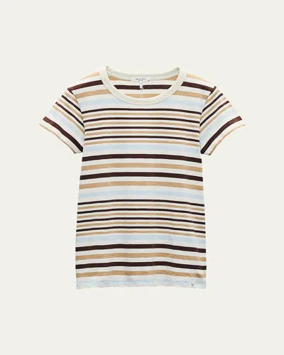 Rag & Bone Slub Striped-pattern T-shirt In Multi