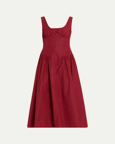Proenza Schouler Kendal Drop-waist Technical Cotton Midi Dress In Burgundy