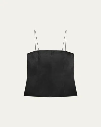 Helmut Lang Minimalist Satin Slip Top In Black
