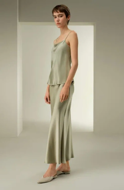 Lilysilk Double-faced Silk Charmeuse Maxi Skirt In Green