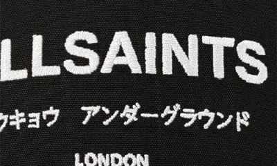 Allsaints Underground Logo Adjustable Cotton Canvas Baseball Cap In Black