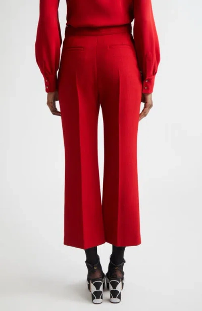 Valentino Wool Crepe Crop Flare Pants In Red