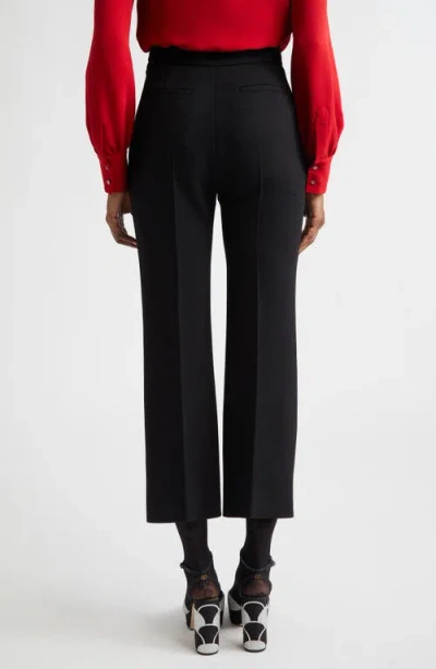 Valentino Wool Crepe Crop Flare Pants In Black
