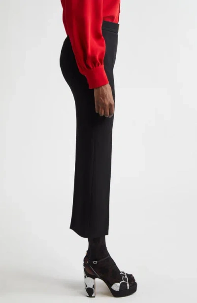 Valentino Wool Crepe Crop Flare Pants In Black