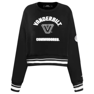 Pro Standard Black Vanderbilt Commodores Pearl Cropped Pullover Sweatshirt In Black