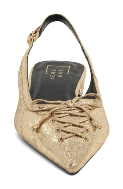 Shushop Amy Slingback Flat In Gold
