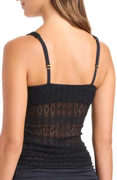 Bleu Rod Beattie Rod Beattie Lace Overlay Bikini Top In Black