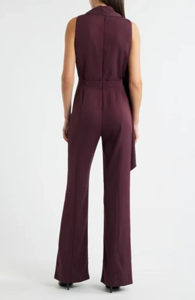 Black Halo Enola Side Drape Sleeveless Jumpsuit In Burgundy