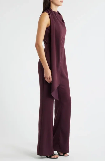 Black Halo Enola Side Drape Sleeveless Jumpsuit In Burgundy