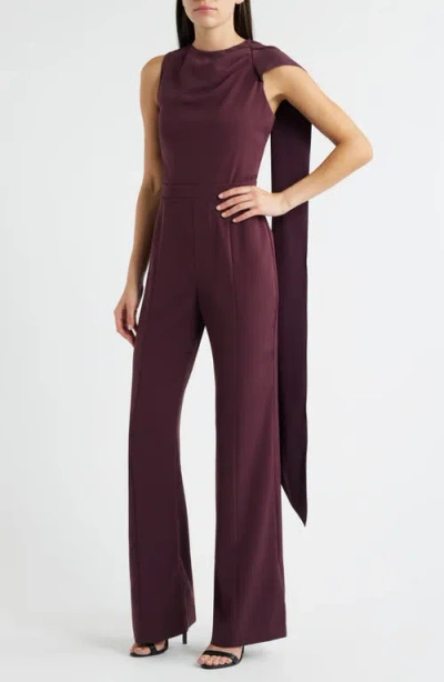 Black Halo Enola Side Drape Sleeveless Jumpsuit In Burgundy