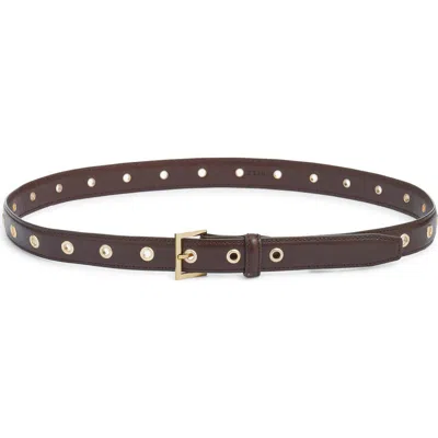 Frame The Eyelet Leather Belt In Burgundy