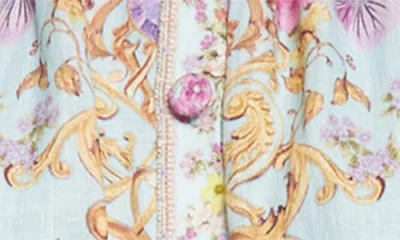 Camilla Bazaar Blooms Linen Midi Shirtdress In Multi