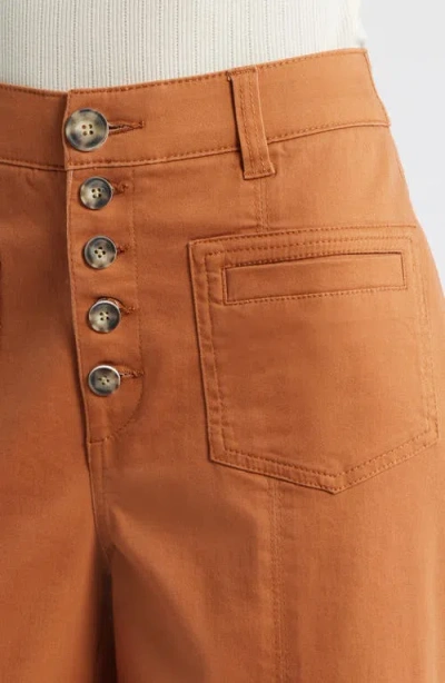 Wit & Wisdom 'ab'solution Skyrise High Waist Exposed Button Fly Wide Leg Pants In Orange