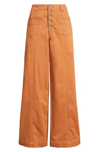 Wit & Wisdom 'ab'solution Skyrise High Waist Exposed Button Fly Wide Leg Pants In Orange