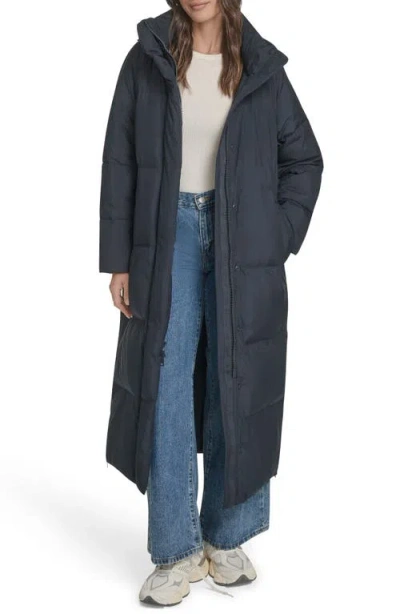 Levi's Water Resistant Side Zip Maxi Puffer Coat In Blue