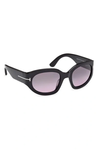 Tom Ford Arizona 53mm Gradient Rectangular Sunglasses In Black
