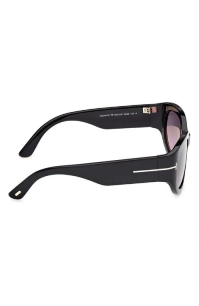 Tom Ford Arizona 53mm Gradient Rectangular Sunglasses In Black