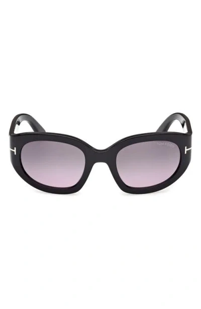 Tom Ford Arizona 53mm Gradient Rectangular Sunglasses In Black