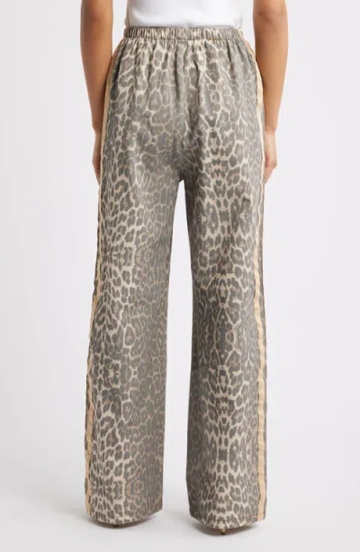 Petal And Pup Petal & Pup Fletcher Leopard Print Racer Stripe Drawstring Jeans In Gray