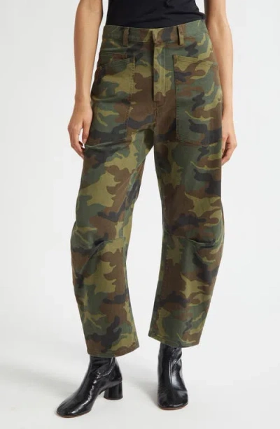 Nili Lotan Shon Camo-print Barrel-leg Ankle Pants In Multi