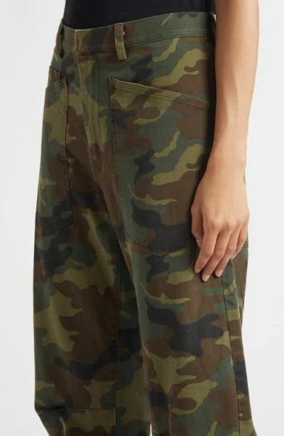 Nili Lotan Shon Camo-print Barrel-leg Ankle Pants In Multi
