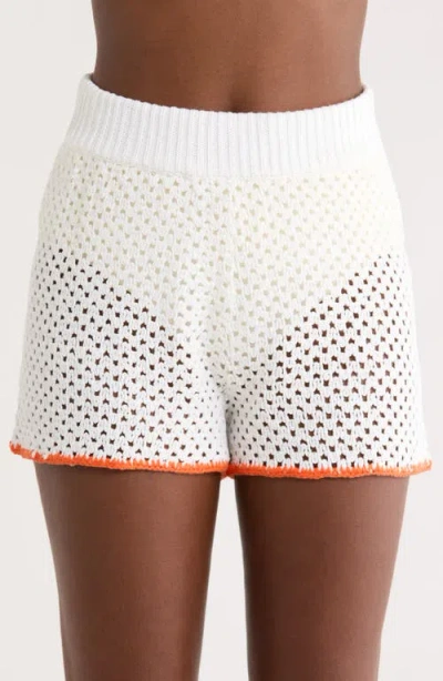 Elan Open Knit Cover-up Shorts In White