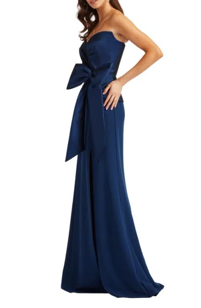 Tadashi Shoji Strapless Stretch Crepe Gown In Blue
