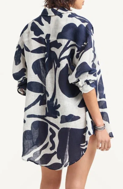 Vitamin A ® Playa Oversize Linen Cover-up Shirt In White