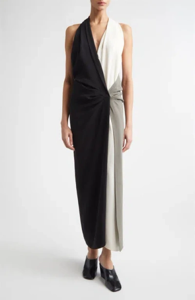 Proenza Schouler Elsa Colorblock Matte Double Crepe Dress In Black