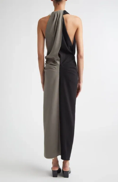 Proenza Schouler Elsa Colorblock Matte Double Crepe Dress In Black
