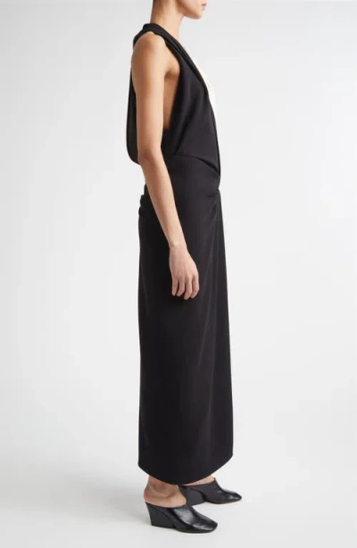 Proenza Schouler Elsa Colorblock Matte Double Crepe Dress In Black