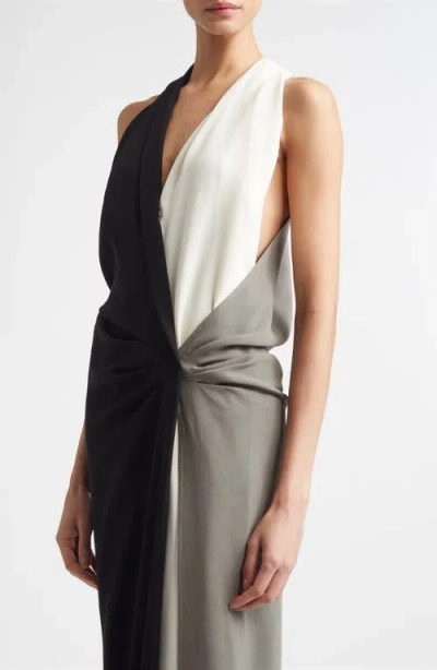 Proenza Schouler Elsa Colorblock Matte Double Crepe Dress In Black