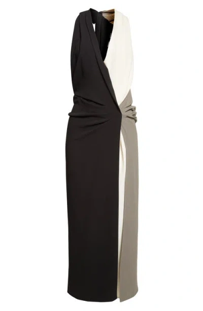 Proenza Schouler Elsa Colorblock Matte Double Crepe Dress In Black
