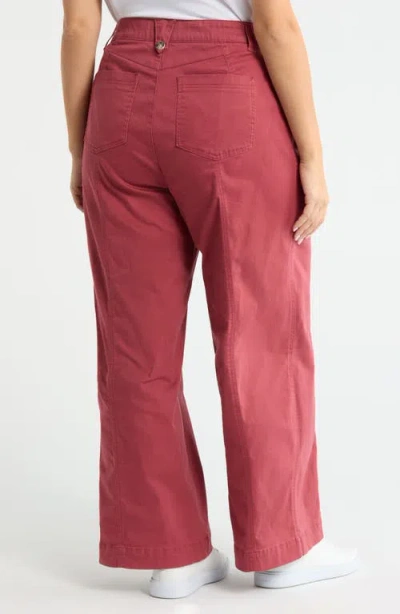 Wit & Wisdom 'ab'solution Skyrise Exposed Button Wide Leg Twill Pants In Burgundy