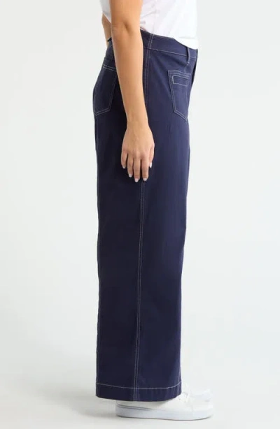 Wit & Wisdom 'ab'solution Skyrise Exposed Button Wide Leg Twill Pants In Multi