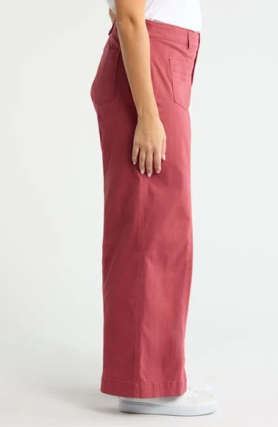 Wit & Wisdom 'ab'solution Skyrise Exposed Button Wide Leg Twill Pants In Burgundy